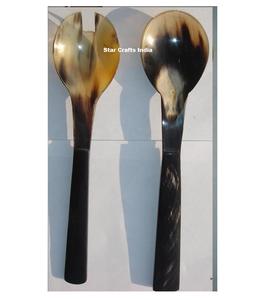 Cuillère à thé et cuillère à dessert en corne de qualité supérieure, artisanat indien, ustensiles en corne pour dîner et petit-déjeuner - Product Image 1