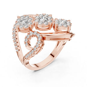 แหวนหมั้นเพชรทรงกลมวินเทจทองคำโรสโกลด์ 14K สำหรับผู้หญิง |   ของขวัญแต่งงาน |   ทองชุบเคลือบทองคำแท้รับรองโดย IGI - Product Image 4