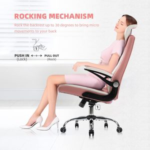 Sedia da Ufficio in Pelle PU Rosa con Supporto Lombare Regolabile e Braccioli per Uso Domestico e Ufficio - Product Image 2