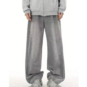 Pantalones de Lona Suave para Hombre, Cintura Media, Elástica, Pierna Ancha, Hechos a Medida, Cómodos, Casuales, Corte Holgado, Diseño Recto - Product Image 1