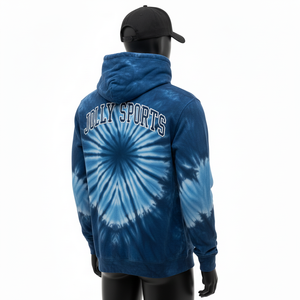 Sweat-shirt tie-dye pour homme 320GSM, coton de haute qualité, molleton bleu et blanc, style sportif, broderie et impression de logo personnalisés, sweat-shirt basique - Product Image 4