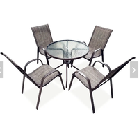 Extérieur Pas Cher Moderne Métal Acier Fer Sling Textilener Teslin Empilable Bras Terrasse Bistro Patio Chaises Jardin