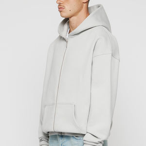 Oem algodón hombres gimnasio sudaderas con cremallera Sudadera con capucha, jersey de cara completa con cremallera, venta al por mayor de impresión personalizada en blanco cremallera completa con capucha - Product Image 1