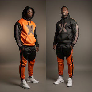 OEM cremallera strass Sudadera con capucha conjunto de pantalones de chándal de los hombres de peso pesado polar strass chándal hombres calle strass chándales - Product Image 5