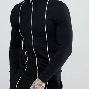 Nouvelles arrivées Vêtements à rayures réfléchissantes Vêtements d'entraînement Jogging Ensembles pour hommes Survêtement 100% coton polaire Slim Fit Survêtements - Product Image 2