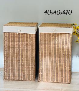 Bac de rangement en rotin carré de grande capacité fait à la main pour organiser des articles décoratifs Matériau en rotin naturel - Product Image 5