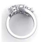 Anillo de Compromiso de Plata con Diamante Moissanita Redondo Azul Blanco de 3 Piedras y 3.14 Quilates, Calidad AAA+, Vvs1:, Cus-Jew47 - Product Image 3