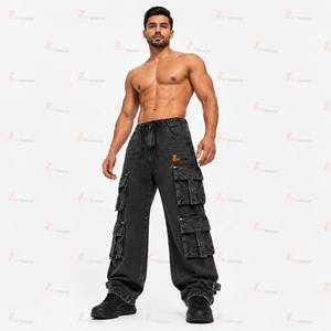 Pantalones Cargo de Mezclilla para Hombre, Fabricante, Venta al Por Mayor, Personalizados, con Múltiples Bolsillos, Ropa de Trabajo, Corte Holgado, Estilo Urbano - Product Image 4