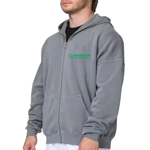 Sweat à capuche zippé unisexe de qualité supérieure, 300-500 GSM, 100% coton molletonné/éponge française, impression personnalisée en relief, épaules tombantes, à enfiler rapidement - Product Image 3