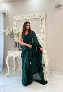 Calidad de exportación India Hermosa ropa ocasional Alta demanda Premium Georgette Saree Blusa con Secuencia Trabajo Mujer Moda - Product Image 6