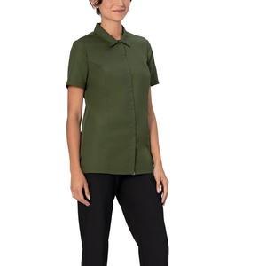 Camisas de negocios de manga corta para mujer Logotipo personalizado Impresión Bordado para uniformes de trabajo Blusa de oficina Proveedor de fábrica - Product Image 4