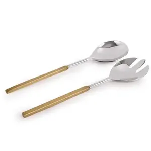 ชุดช้อนส้อมสแตนเลสพร้อมที่จับไม้เหมาะสำหรับงานแต่งงานและเครื่องครัว - Product Image 1