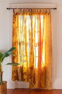 Indian Classical Printed Room <b>Curtain</b> Handmade <b>Vintage</b> Silk Sari Bohemian <b>Curtains</b> Beautiful Farmhouse Patchwork <b>Curtains</b> - Product Image 2