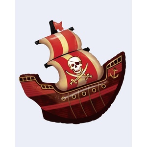 Ballon en forme de bateau pirate 85 cm, décoration de fête, ballon en mylar - Product Image 1
