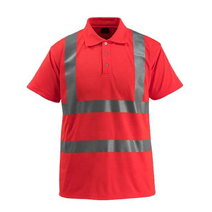 Hi Vis Reflective Polo Shirts High Visibility Safety Short Sleeve Polo Shirt with Black Bottom <b>Orange</b> Yellow Reflective T-Shirt - Product Image 6
