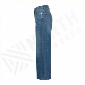 Jeans en denim pour femmes, style décontracté, taille haute, coupe ample, jambe large, tissu en toile, style hip-hop, pantalon pour la saison hivernale, vêtements de qualité supérieure - Product Image 3