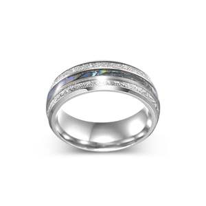 Jeulia Opal <b>Abalone</b> <b>Shell</b> Titanium Steel Men's Wedding Ring - Product Image 1