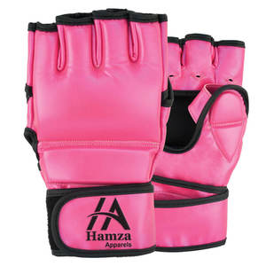 Gants de MMA en cuir de vachette rose de qualité supérieure, design à doigts ouverts, durables, sangle réglable de 5 mm, gants d'arts martiaux - Product Image 1