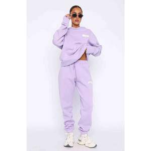 Conjunto de 2 Piezas de Chándal Largo Bordado Sólido para Mujer de Invierno - Product Image 6