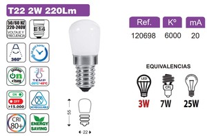 Lampada da braciere a LED E14 2W 6000K 220Lm (BBlite 120698) - Product Image 2