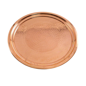 Bandeja de servicio de cobre de primera calidad hecha a mano martillada de 14 pulgadas más vendida Aruma Diseño tradicional de Premium Copper - Product Image 5