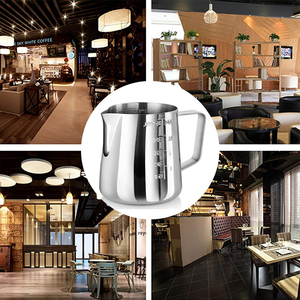 304 Edelstahl Milchaufschäumkrug Latte Art Krug Espresso Kaffee Barista Milchkrug mit Skala 350ml 1000ml - Product Image 5