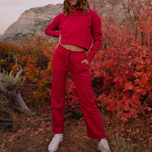 370gsm personnalisé couleur baie coupe ample sweat à capuche court jambe élastique ajustement pantalons de survêtement femmes ensemble de jogging - Product Image 1