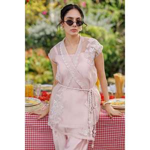 Women's Loose Chiffon <b>Short</b> <b>Set</b>-Office <b>Lady</b> Lace Top and Pants - Product Image 4