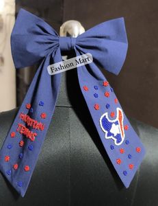 Logo personnalisé bandeau avec nœud perlé Go Astros accessoire de cheveux perlé à la main à la mode avec motif unique - Product Image 1