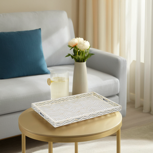 Bandeja Otomana Moderna con Incrustaciones de Hueso |   Bandeja Decorativa para Servir con Asas |   Mesa de Centro, Bandeja para Comida de Cocina |   Bandeja Decorativa para Sala de Estar - Product Image 3
