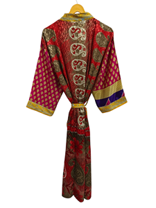 Sari Tissu Kimono Léger Robe Multi Couleur Robe Wrap Robe Femme D'été Sari Soie Kimono Taille Libre Robe - Product Image 4