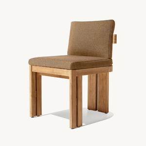 Silla de madera de teca sin brazos, ideal para relajarse al aire libre, como en la terraza o el jardín, equipada con espuma suave. - Product Image 4