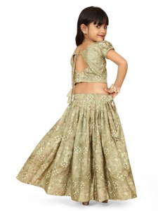 Shoryam Fashion Bandhani Mehandi Lehenga Choli para Niñas |   Vestido Tradicional Étnico para Niños, para Bodas y Fiestas, Largo hasta el Suelo, Completamente Cosido - Product Image 4