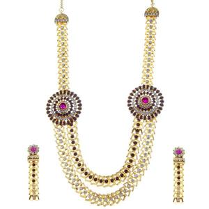 Tip Top Fashions 1106301E Conjunto de collar de joyería fina chapada en oro de piedra austriaca púrpura - Product Image 1
