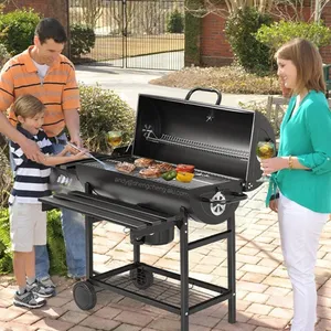 Nieuwkomers Buiten Olietrommel Grill Heavy Duty Barrel Trolley Kar Aanhanger Bbq Houtskool Grill Voor Tuin