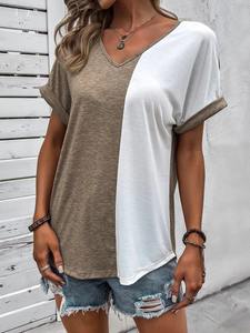 Camiseta lisa de algodón personalizada OEM al por mayor moda de verano elegante con media manga holgada y estampado en color sólido - Product Image 3