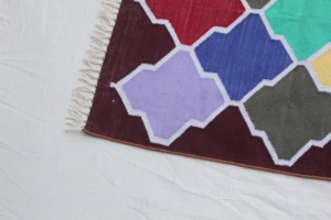 Durry y alfombra de algodón indio tradicional tejido a mano indio patrón geométrico lavable para dormitorio - Product Image 2