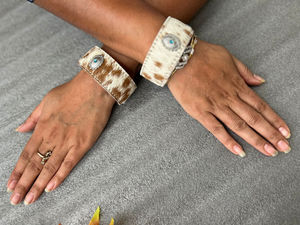 ใหม่หินเทอร์ควอยซ์และของแท้หนัง Cowhide สร้อยข้อมือเครื่องประดับตะวันตกปรับ Snap ผมบนซ่อนสร้อยข้อมือผู้หญิงสร้อยข้อมือ - Product Image 3