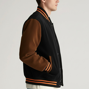 Chaqueta Varsity de Algodón y Lana con Bordado Personalizado, Estilo Urbano, Precio al por Mayor, Bloques de Color, Impermeable y Cortavientos - Product Image 6