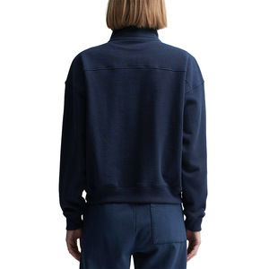 OEM ODM Pulls classiques en laine 100% pour femmes, tricots à col montant et fermeture éclair, hauts en tricot torsadé chauds et solides personnalisés pour femmes - Product Image 3