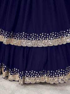 Ensemble Lehenga Choli en Georgette de Polyester Bleu Royal avec Broderie Zari et Paillettes, Dupatta en Tulle Doux Longueur Ras du Sol pour Fête et Mariage - Product Image 6