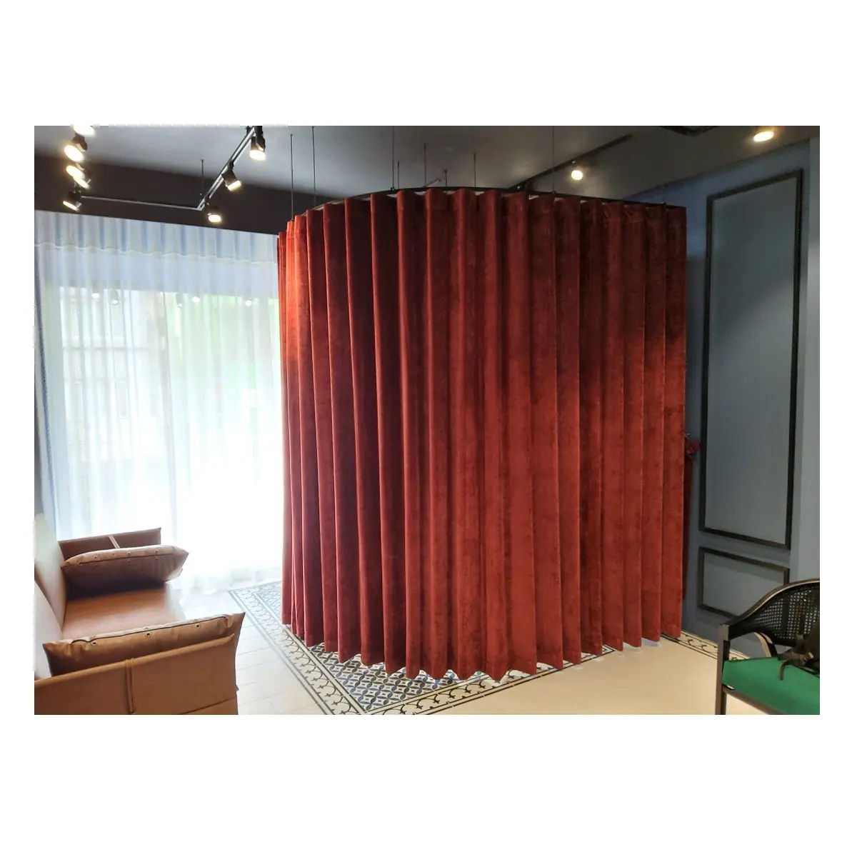 Tirai untuk rumah bahan Voile kontrol cahaya gaya elegan warna HARGA TERBAIK terbalik Pleat Chenille tirai Vietnam
