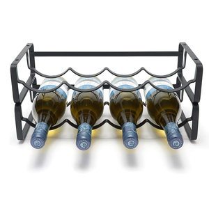 ชั้นวางขวดโลหะทรงสี่เหลี่ยมขาตั้งการออกแบบที่สร้างสรรค์เคาน์เตอร์โลหะชั้นเก็บไวน์วางซ้อนกันได้การออกแบบที่เป็นเอกลักษณ์ - Product Image 2