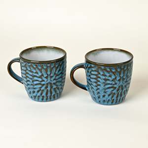 Juego de 2 Tazas de Té de Cerámica con Mosaico Bohemio Azul Urano para Regalos - Product Image 2
