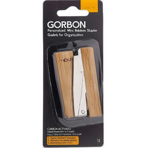 Gadgets de Oficina Personalizados Gordon: Mini Engrapadora de Bambú para Organización - Product Image 3