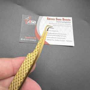 Pinzas japonesas de acero inoxidable con punta de fibra Nano, pinzas de extensión de pestañas doradas mate cepilladas probadas a mano, tipo de punta puntiaguda - Product Image 4