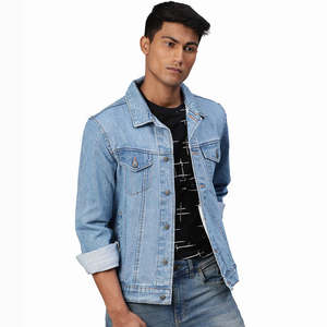สินค้าใหม่ที่กําหนดเองผู้ชายยีนส์องแจ็คเก็ตสไตล์เหมาะสมองผ้าฝ้ายองลําลองบางผู้ชายแจ็คเก็ต - Product Image 1