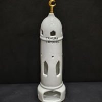 Lanterne de Ramadan en céramique moderne, luxueuse et détaillée, nouvelle collection 2026, porte-bougie chauffe-plat décoratif, ambiance festive et spirituelle