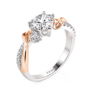 แหวนแฟชั่นรูปหัวใจใบไม้สองสีประดับพลอยประจำเดือนเกิด Jeulia Amore - Product Image 3