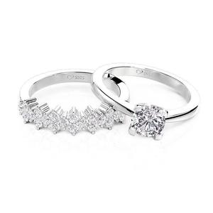 Conjunto de Joyería Nupcial Jeulia Classic Cluster con Diamantes de Corte Redondo, 2 Piezas - Product Image 3